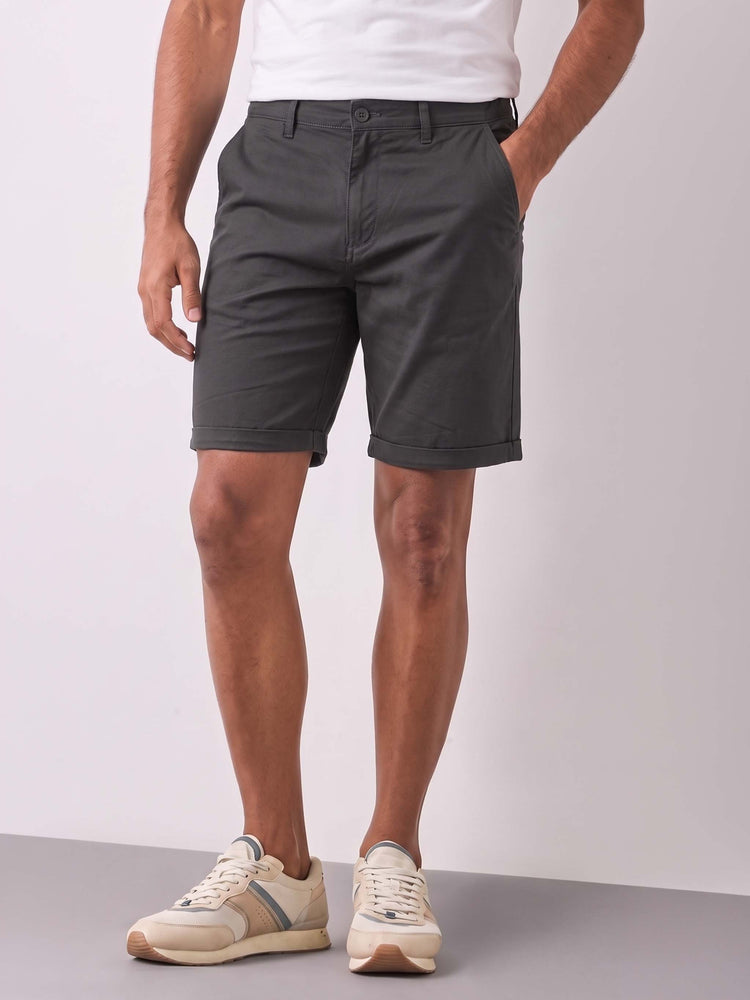 Grey Cotton Stretch Shorts