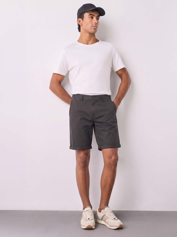 Grey Cotton Stretch Shorts