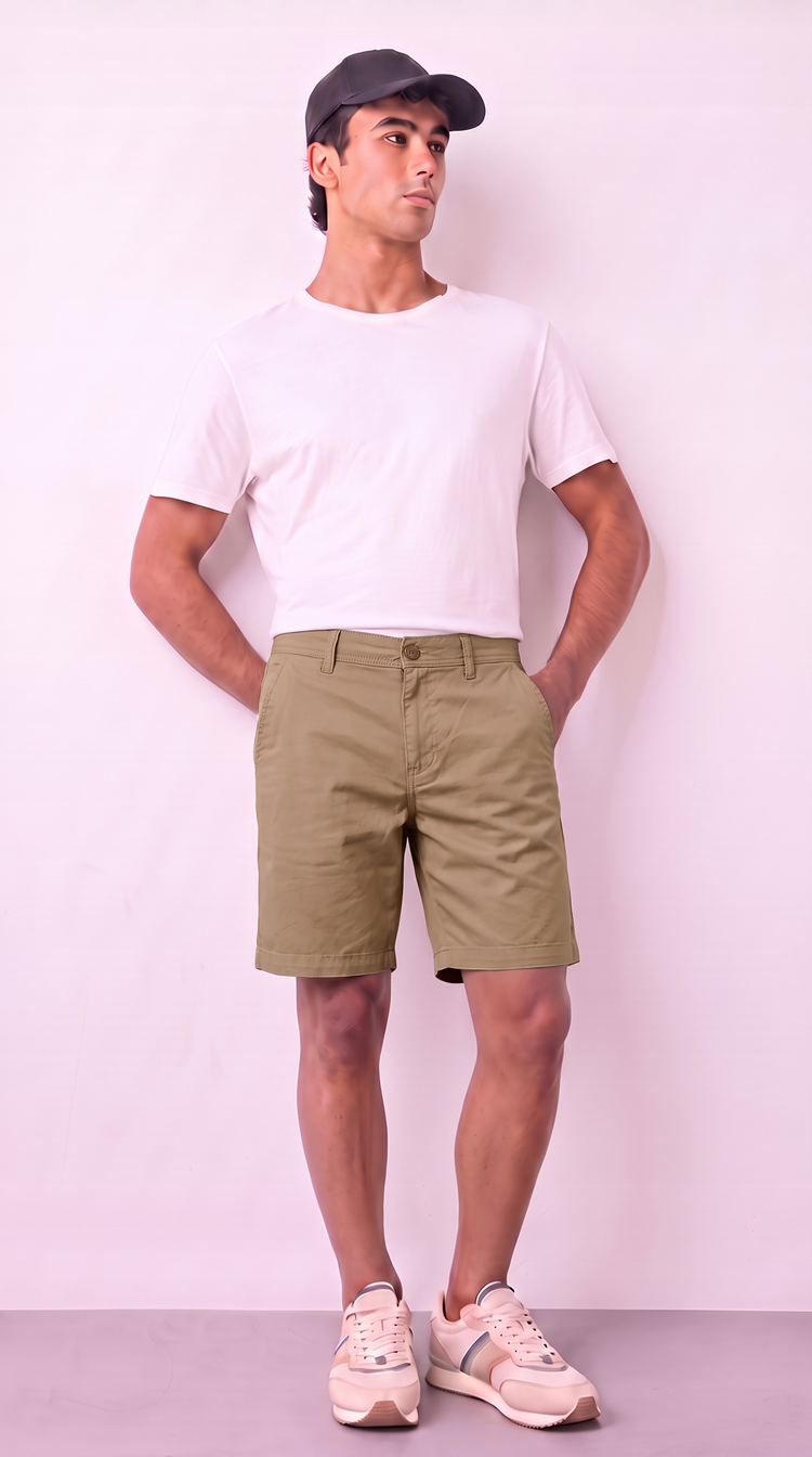 Khakhi Cotton Shorts
