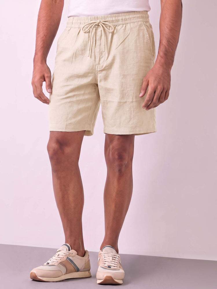 Cream Cotton Stretch Shorts
