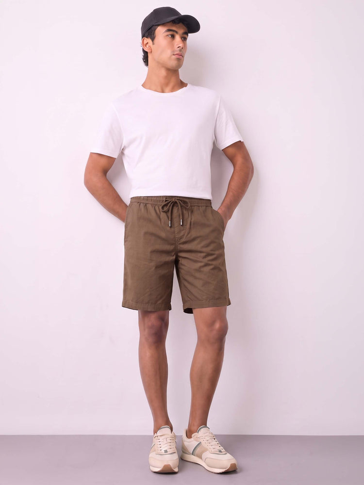 Khakhi Cotton Stretch Shorts