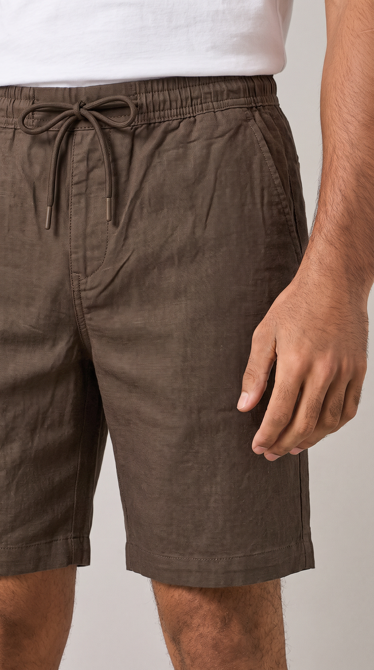 Brown Cotton Stretch Shorts