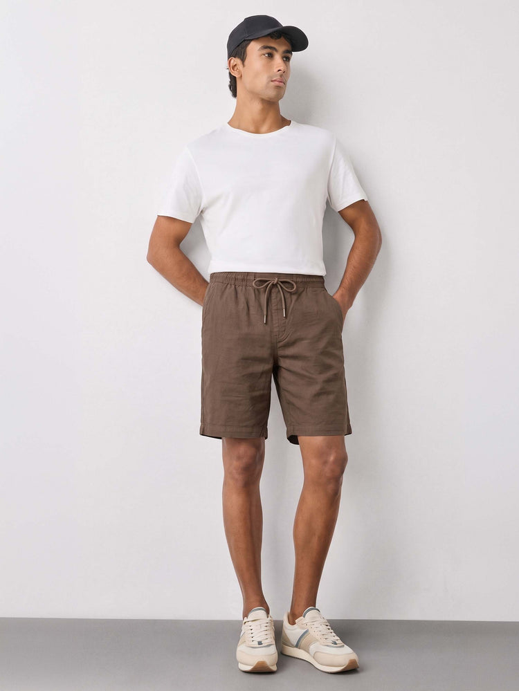 Brown Cotton Stretch Shorts