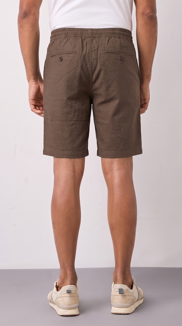 Brown Cotton Stretch Shorts
