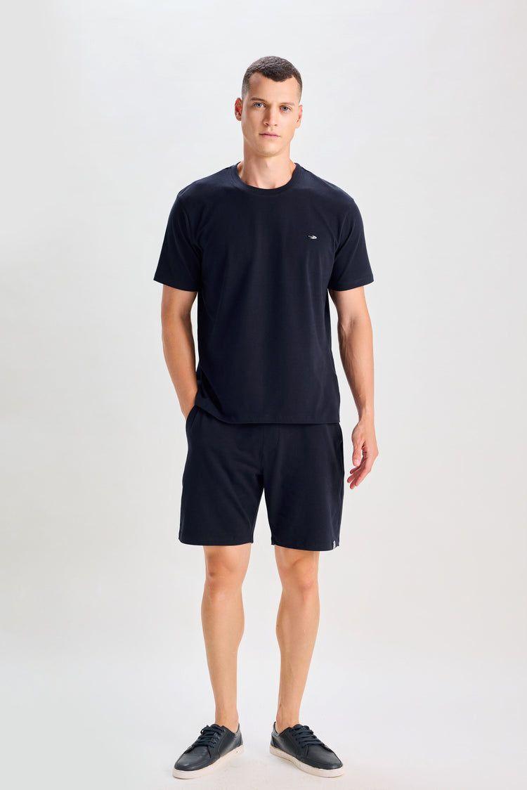 Navy Peach Plain Knits Co-Ords