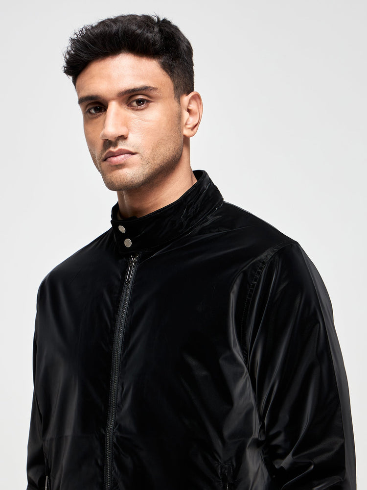 Leather Effect High Neck Jacket