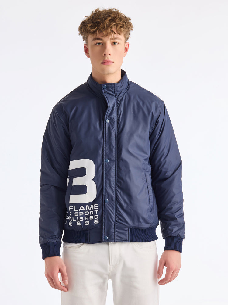 Navy Printed Racing Jacket