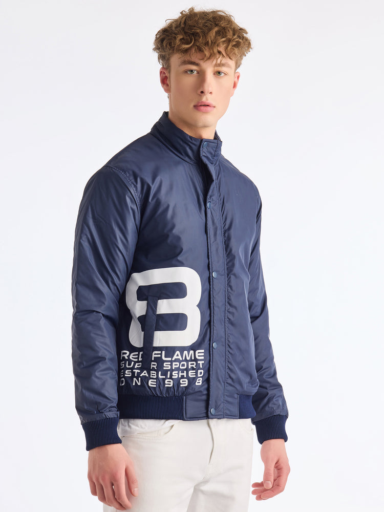 Navy Printed Racing Jacket