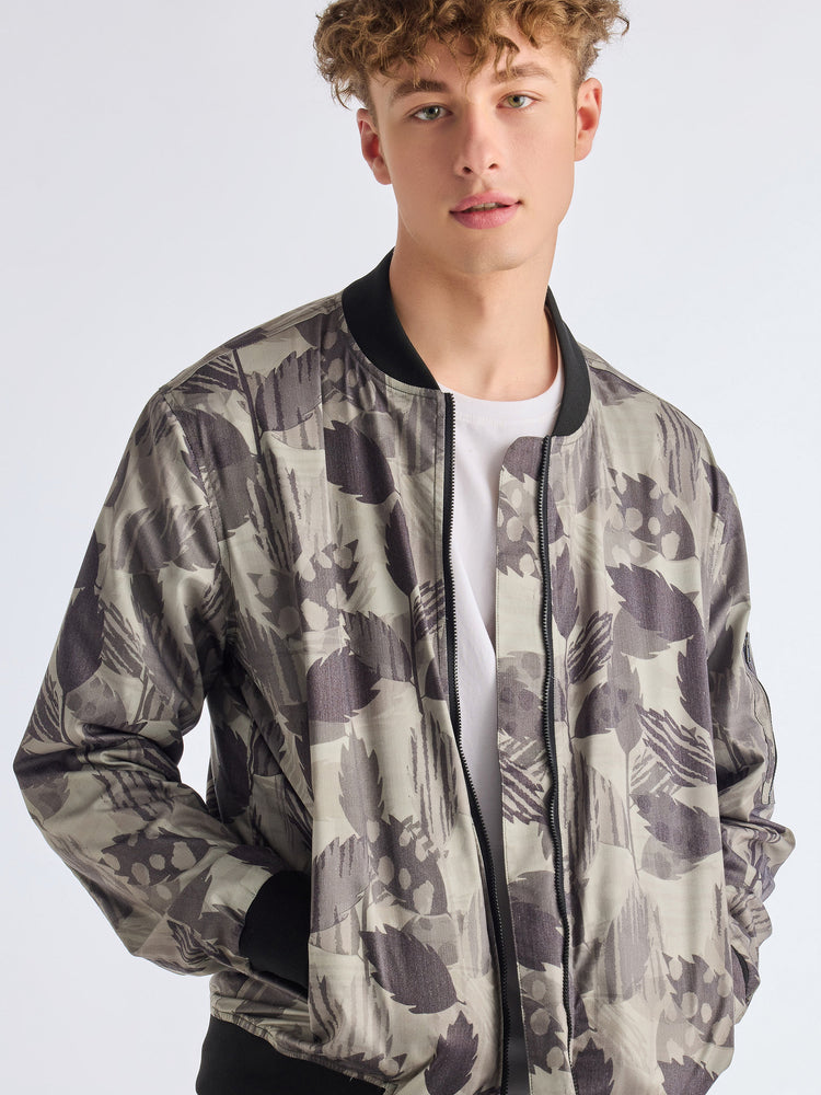 Olive Cotton Stretch Bomber Jacket