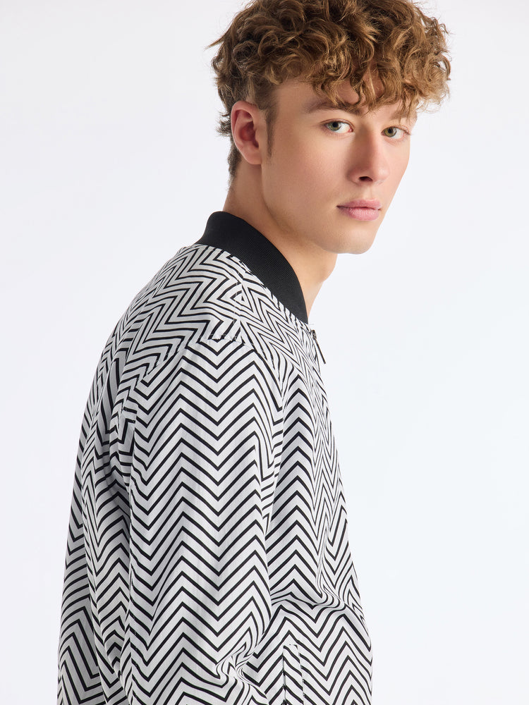 White Printed Bomber Jacket