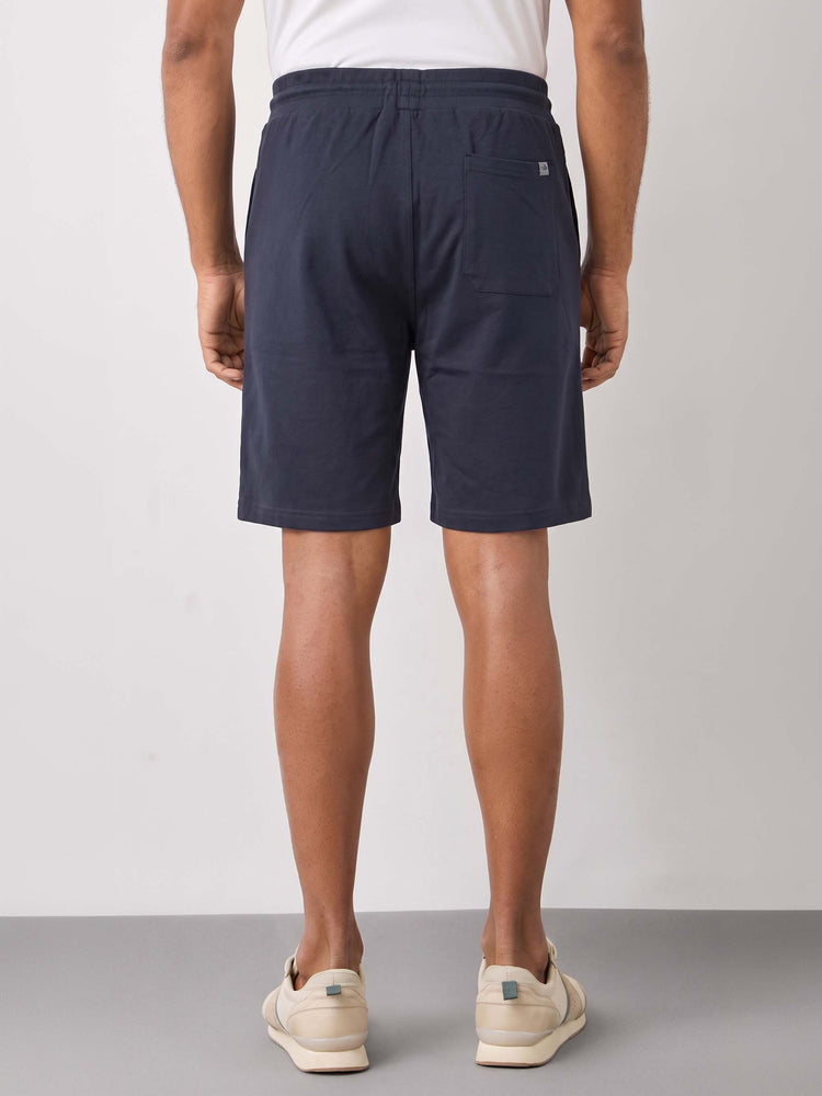 Navy Knited Cotton Shorts