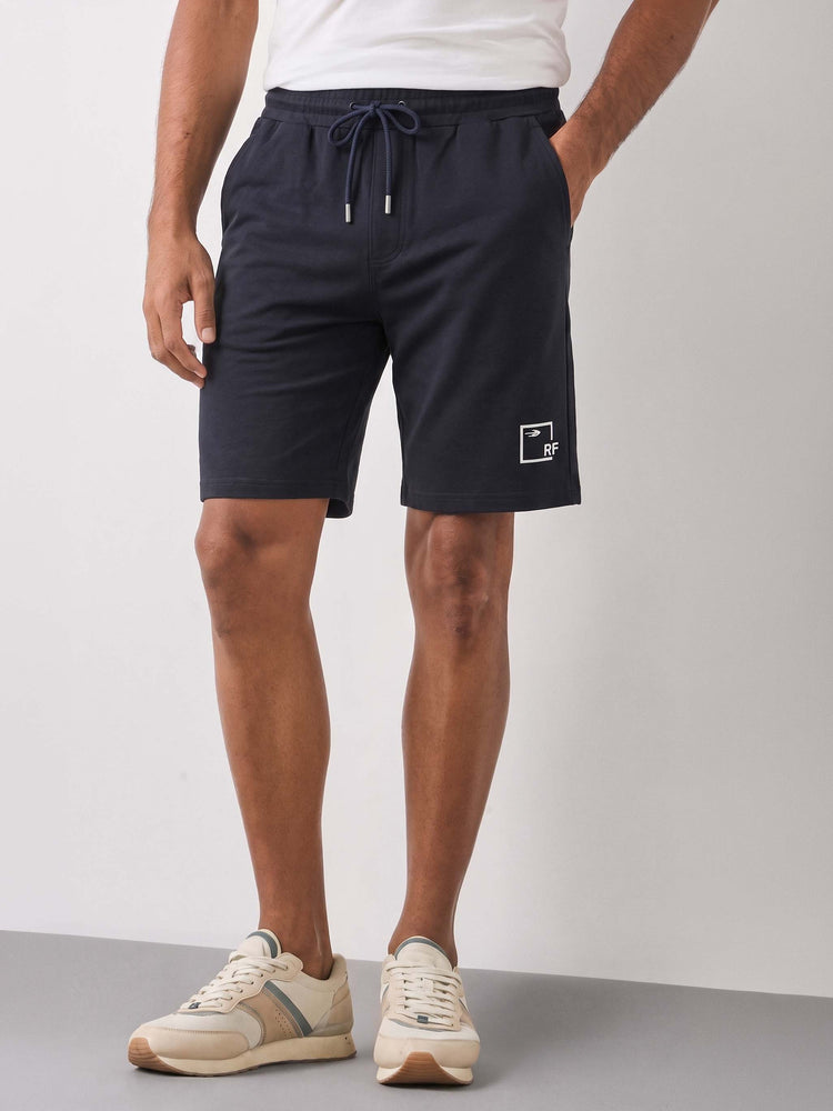 Navy Knited Cotton Shorts