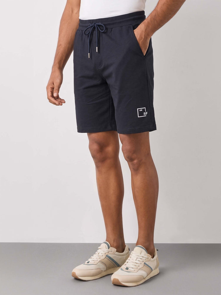 Navy Knited Cotton Shorts