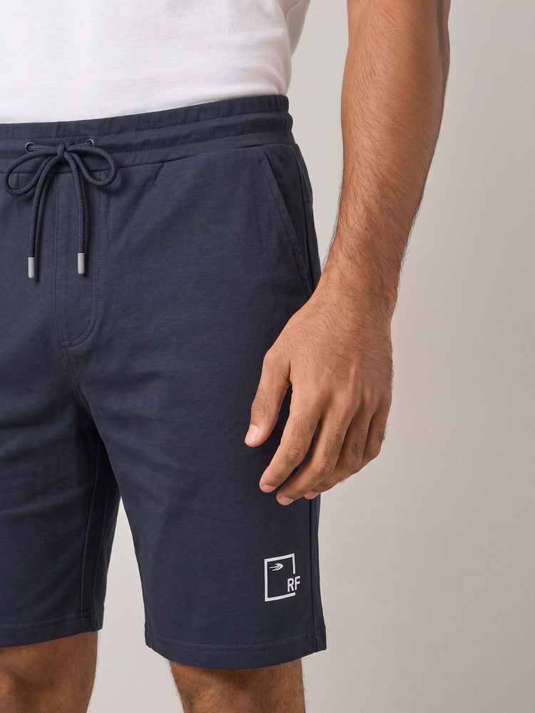 Navy Knited Cotton Shorts
