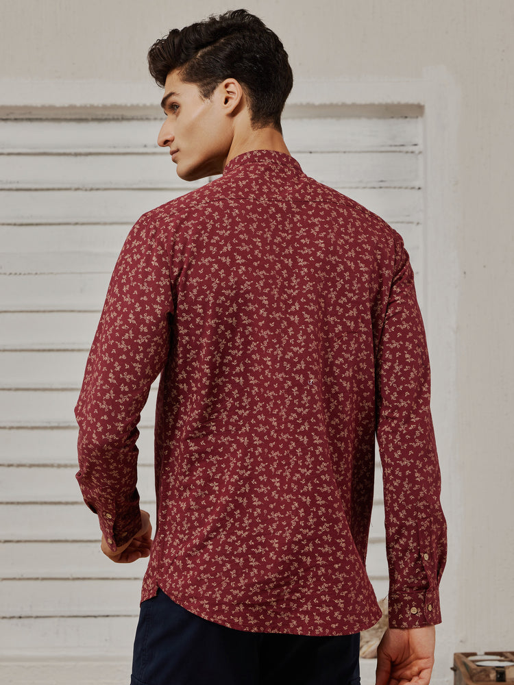 Maroon Printed Kurta