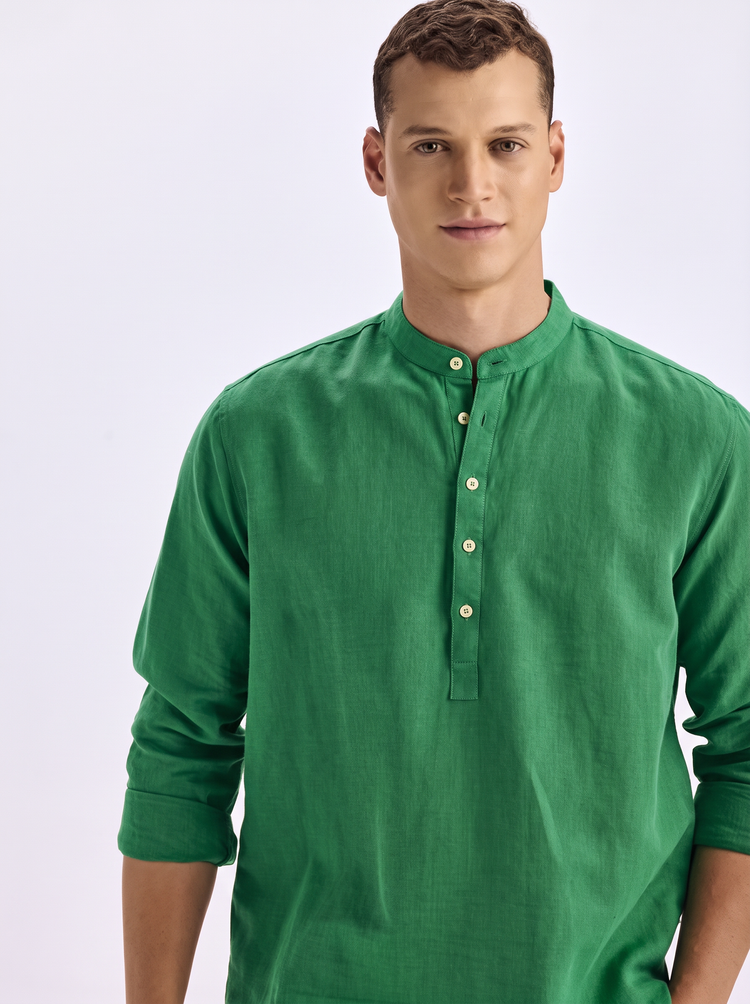 Green Linen Kurta