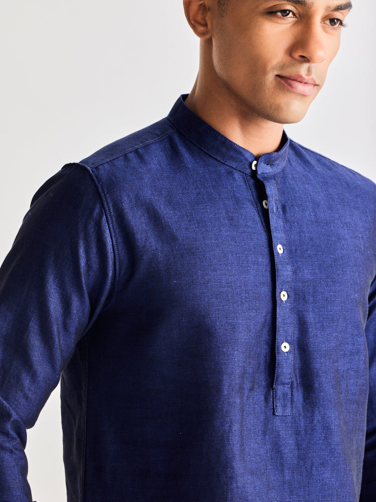 Navy Linen Kurta