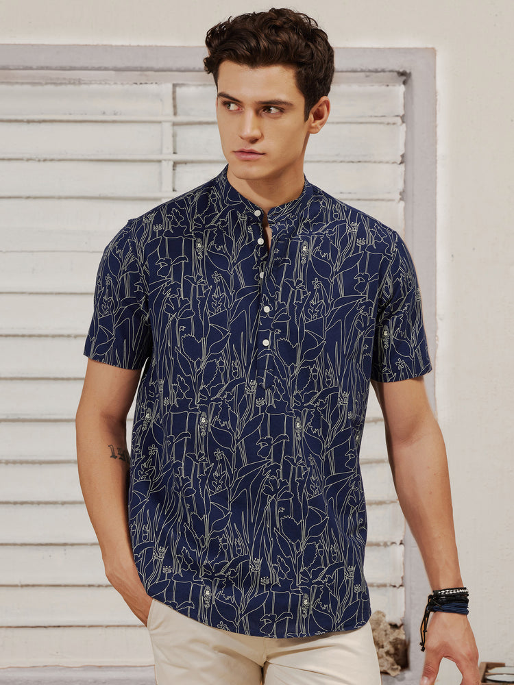 Navy Printed Kurta