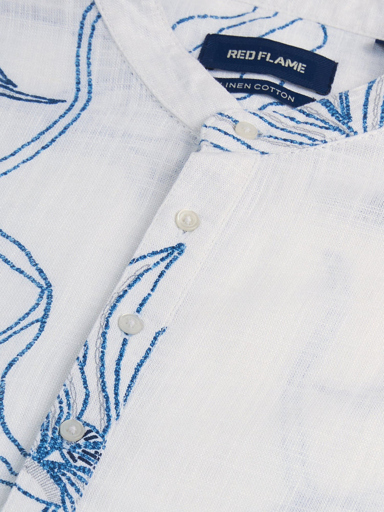Floral Print Linen Kurta