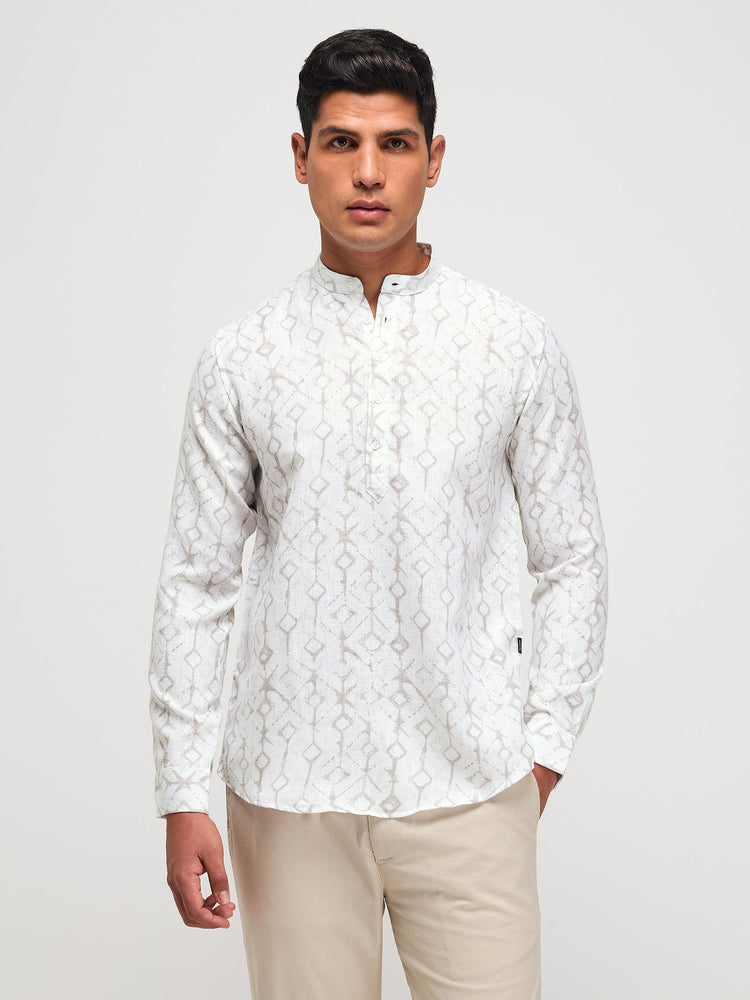 Abstract Print Textured Kurta