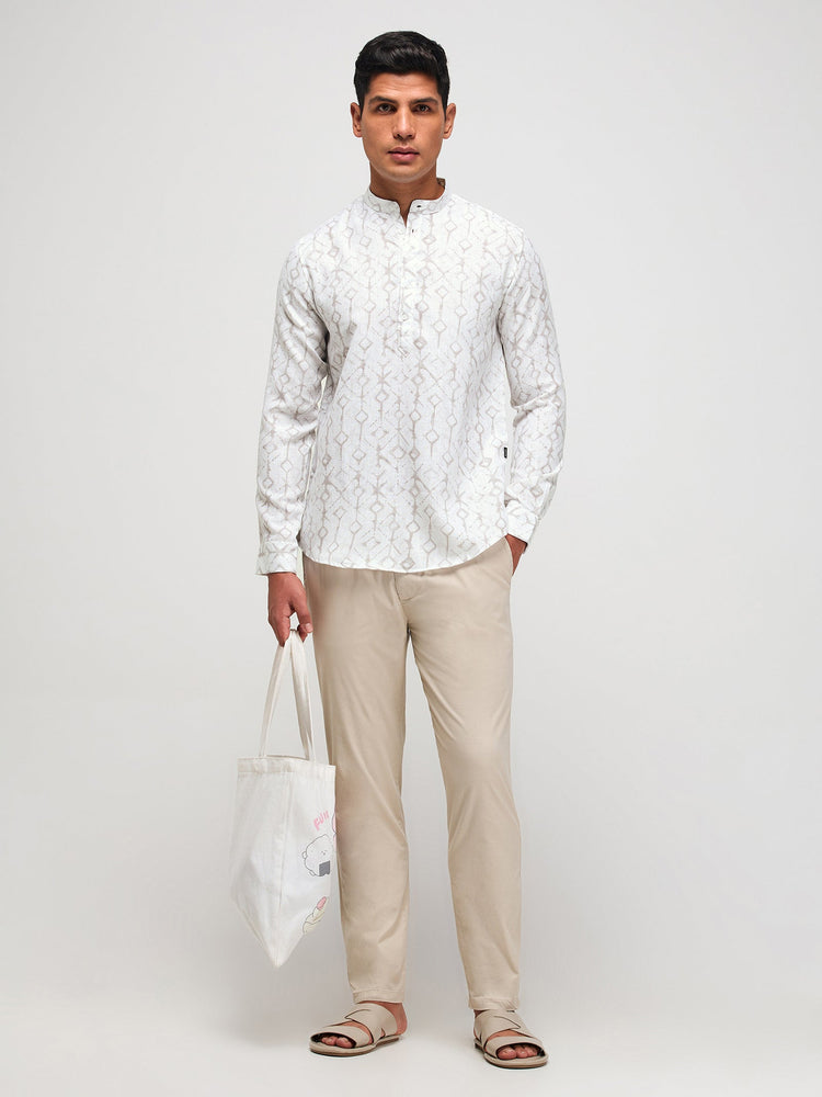 Abstract Print Textured Kurta