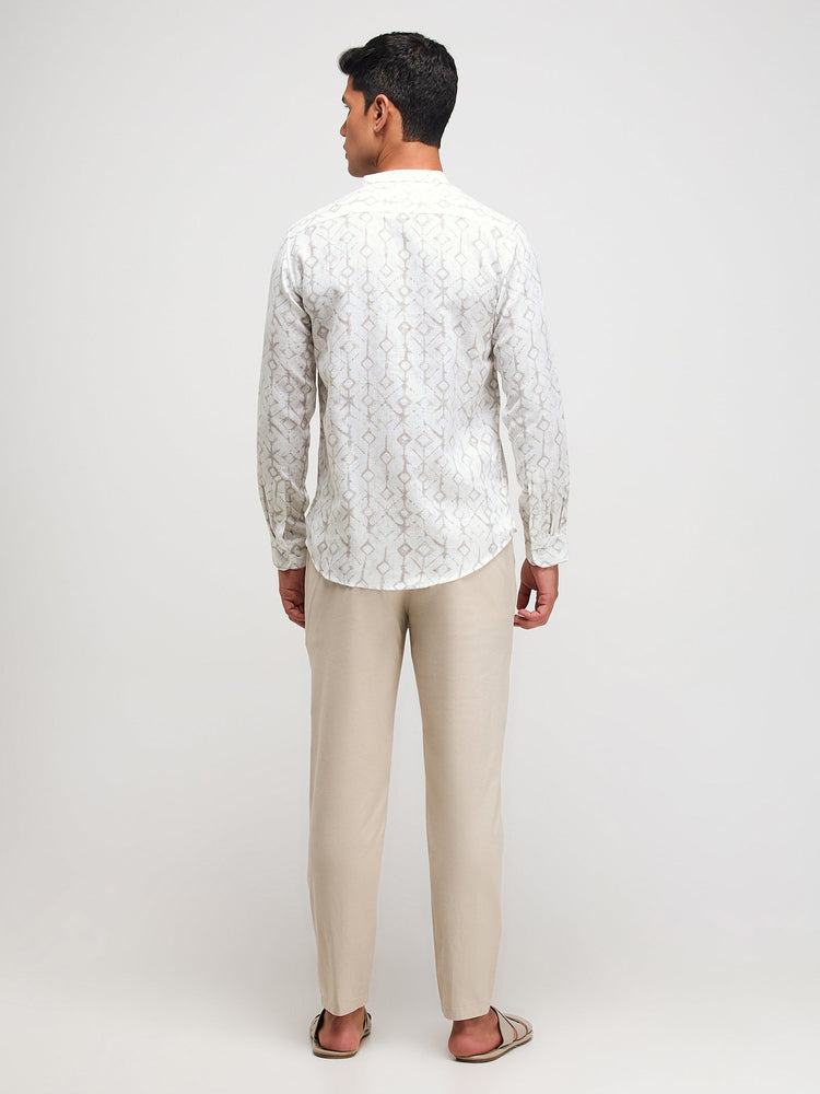 Abstract Print Textured Kurta