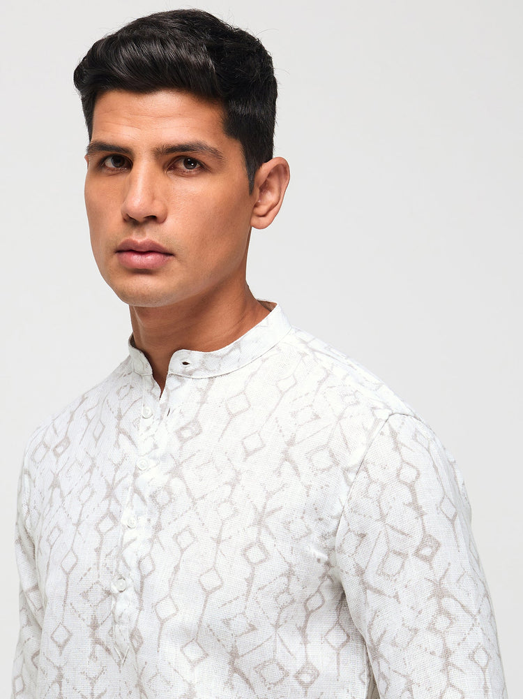 Abstract Print Textured Kurta