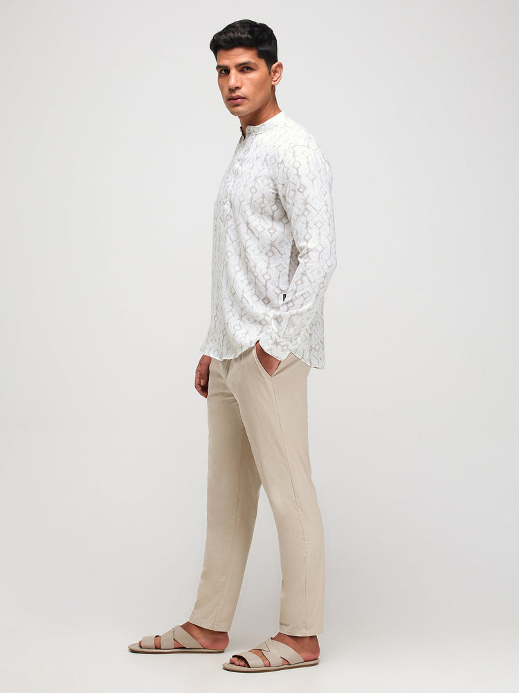 Abstract Print Textured Kurta