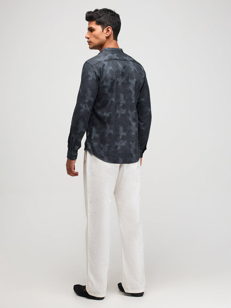 Paisley Black Textured Kurta