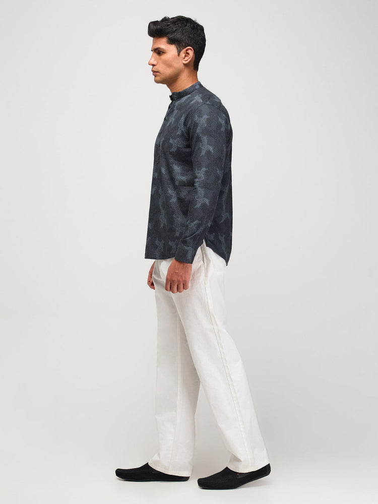 Paisley Black Textured Kurta