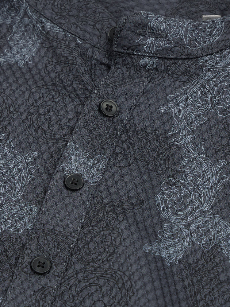 Paisley Black Textured Kurta