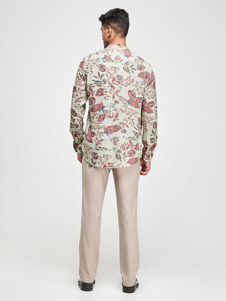 Floral Print Linen Blend Kurta