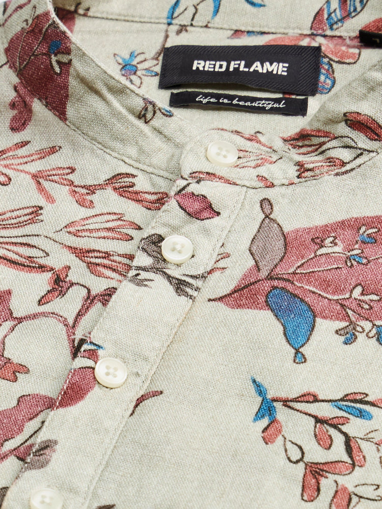 Floral Print Linen Blend Kurta