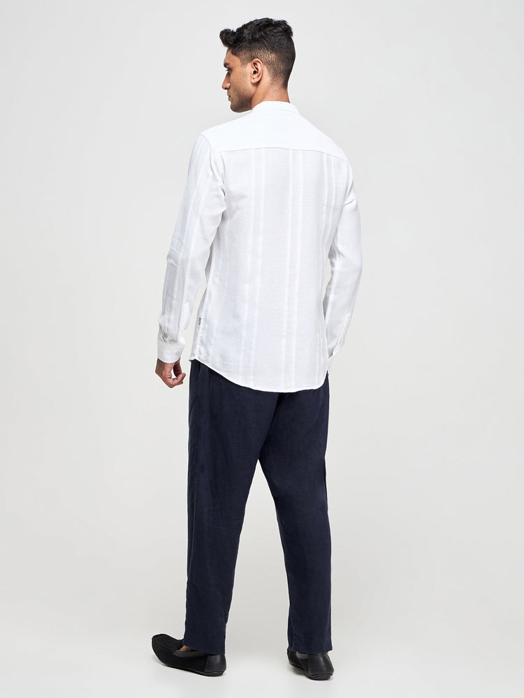 Band Collar Textured Shirt