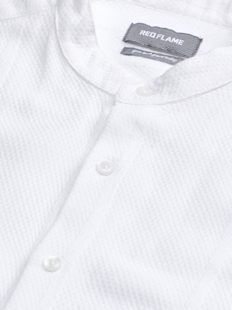 Band Collar Textured Shirt
