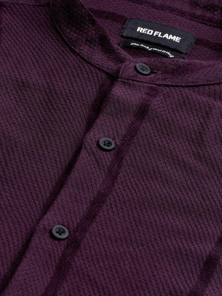 Band Collar Textured Shirt