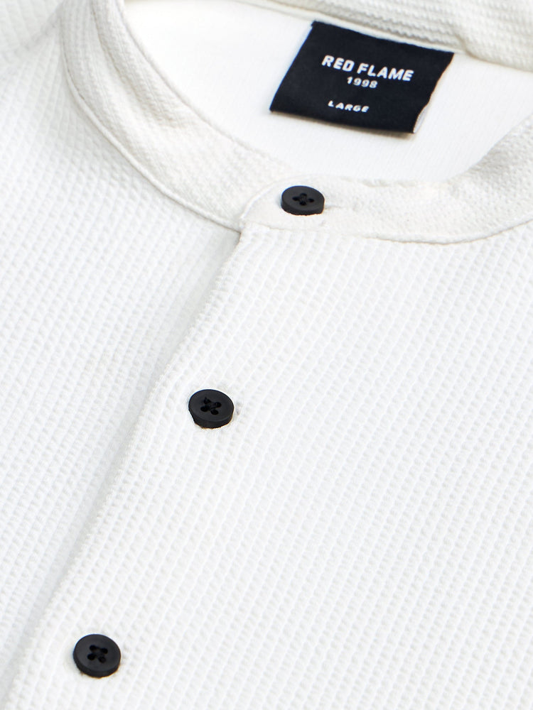 Band Collar Textured Shirt