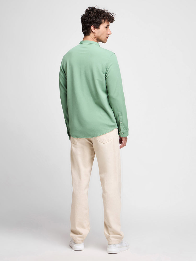 Mandarin Collar Textured Shirt