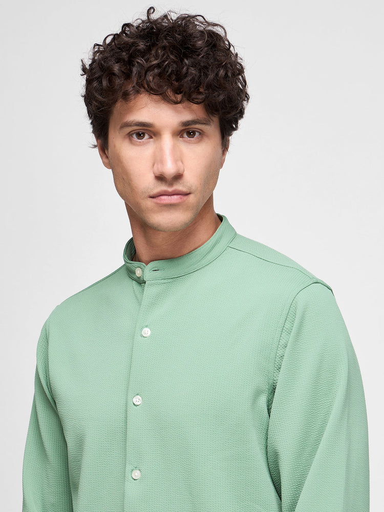 Mandarin Collar Textured Shirt