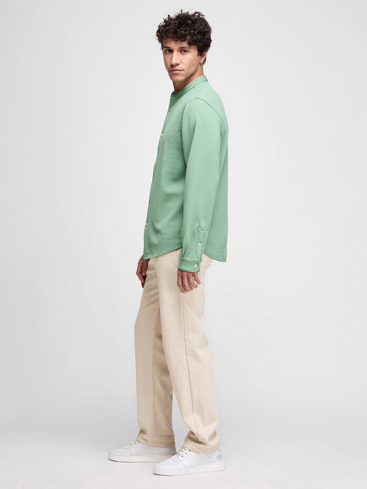 Mandarin Collar Textured Shirt