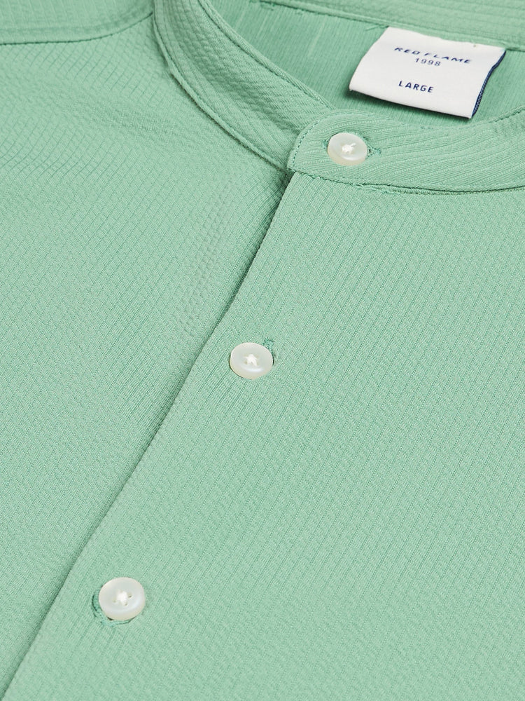 Mandarin Collar Textured Shirt