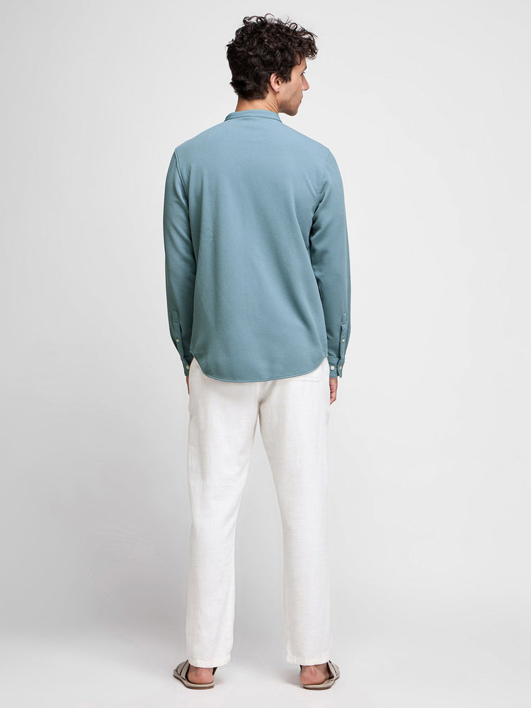Mandarin Collar Textured Shirt