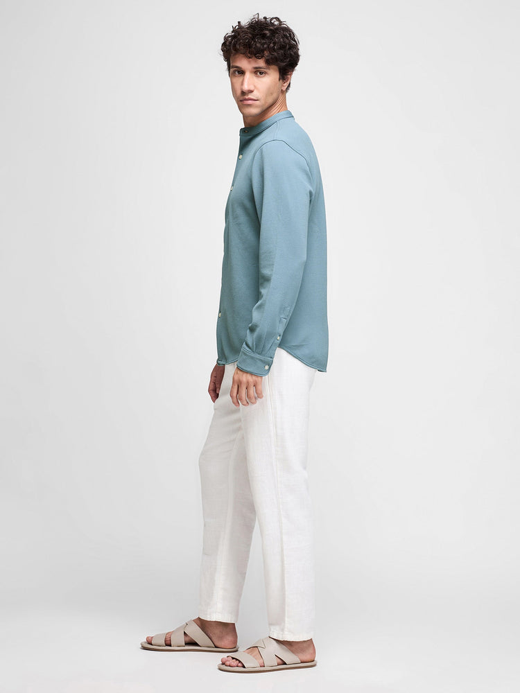 Mandarin Collar Textured Shirt
