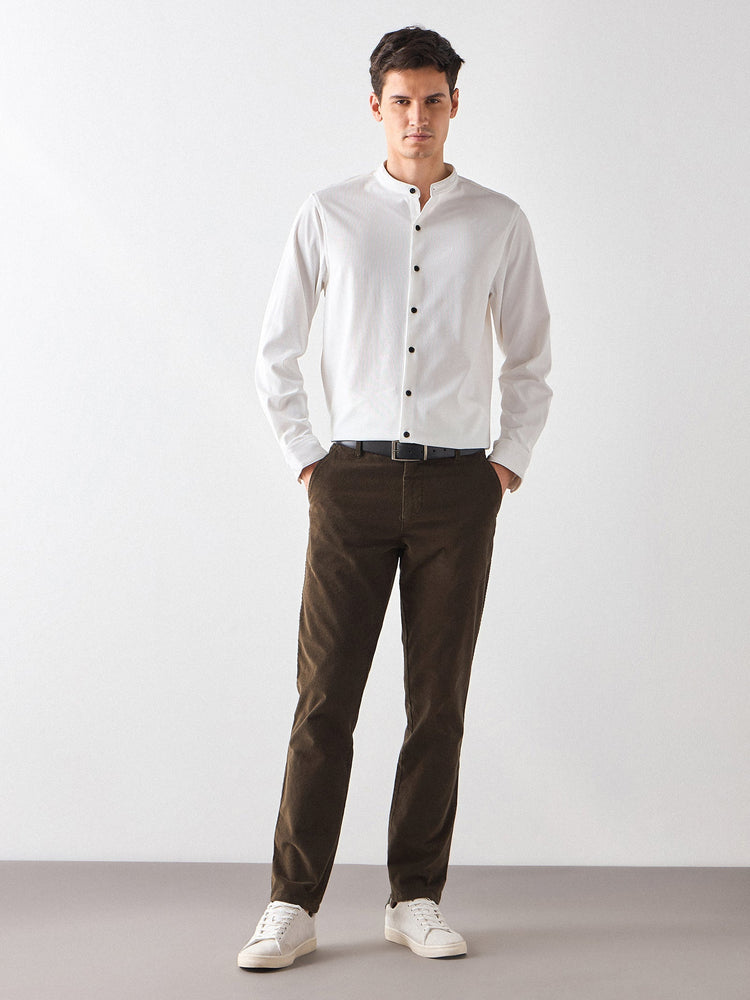 Band Collar Cord Shirt