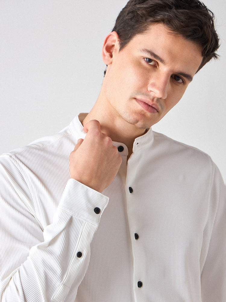 Band Collar Cord Shirt