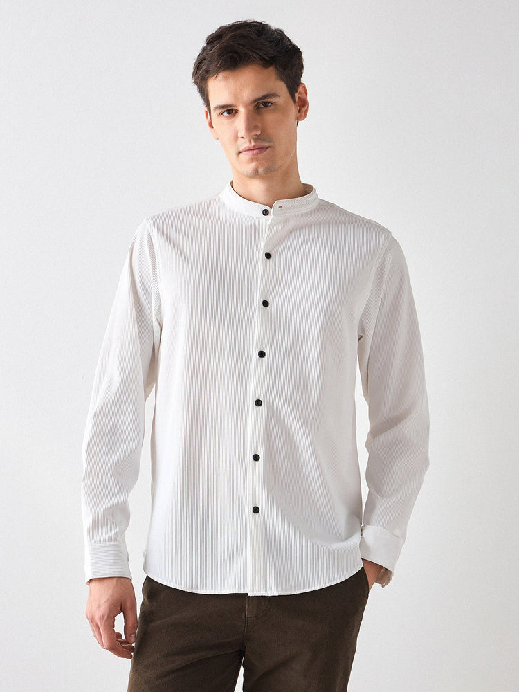 Band Collar Cord Shirt