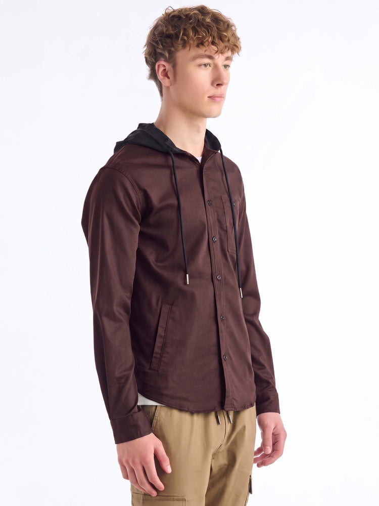 Maroon Hooded Over Shirt