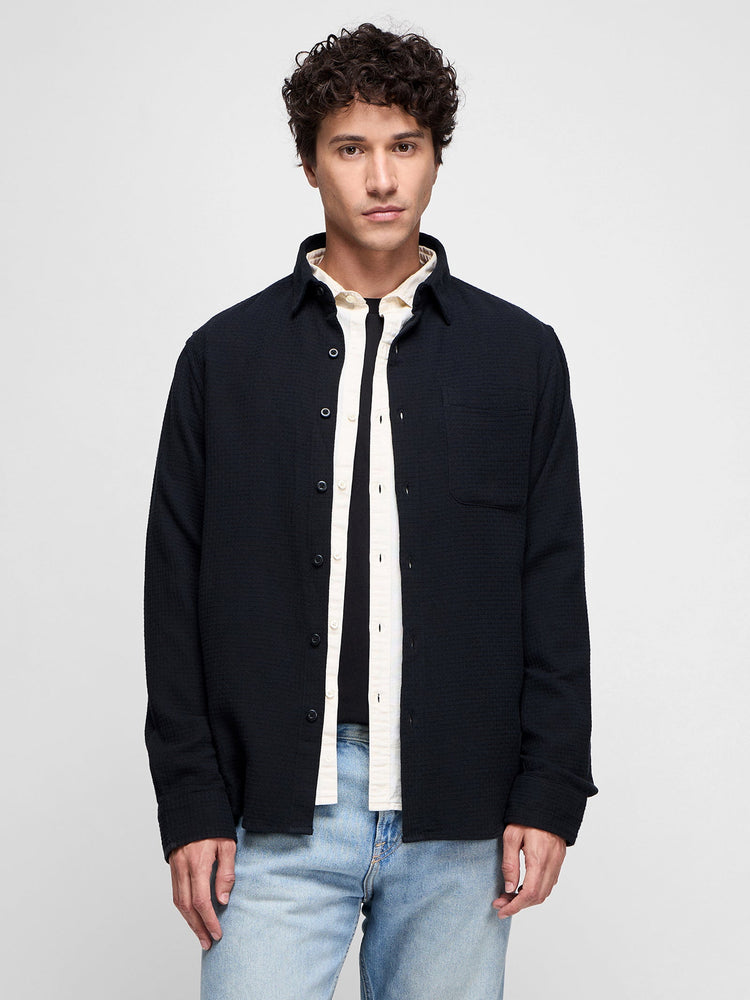 Relaxed Fit Waffle Textured Shirt