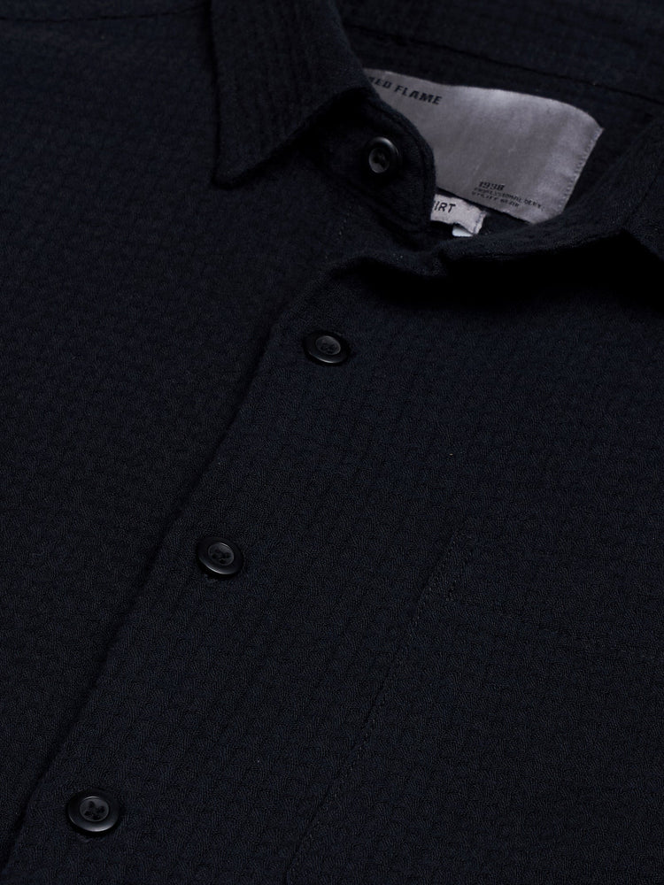 Relaxed Fit Waffle Textured Shirt