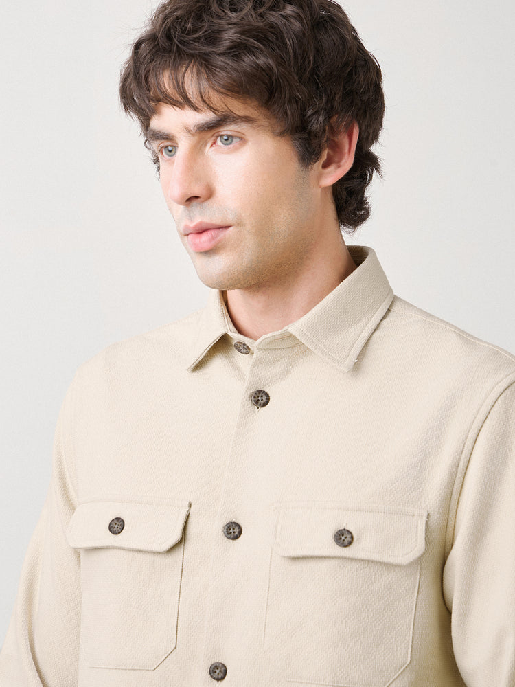 Textured Double Pocket Overshirt